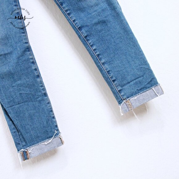 AG The Stilt Cigarette Roll Up Low Waist Frayed Hem Ankle Jeans Blue Women 28 - Picture 6 of 10